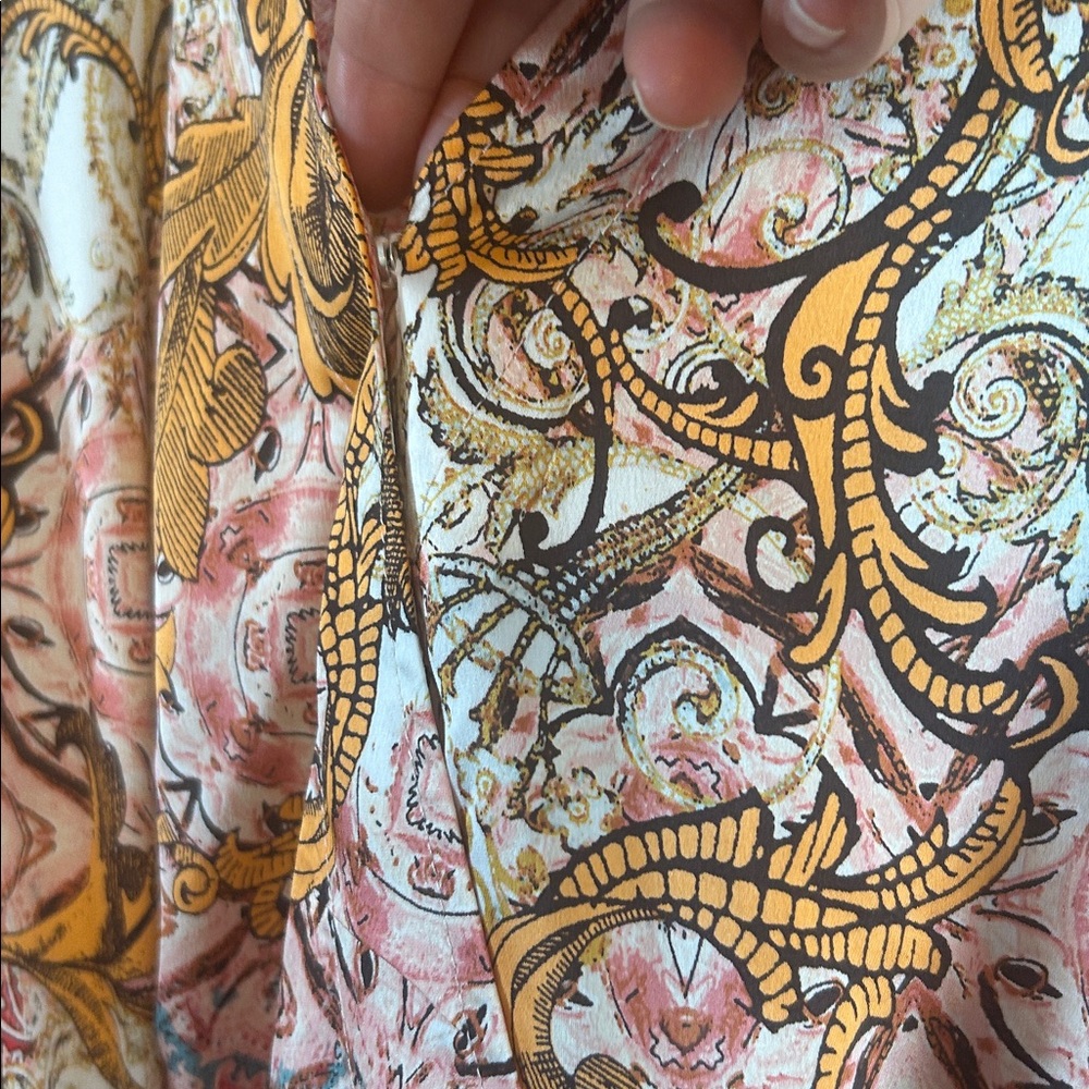 CHICO’s Women’s Maxi Dress Kimono Paisley Strawberry Blush Size 2 or US 12 Boho - Picture 5 of 9